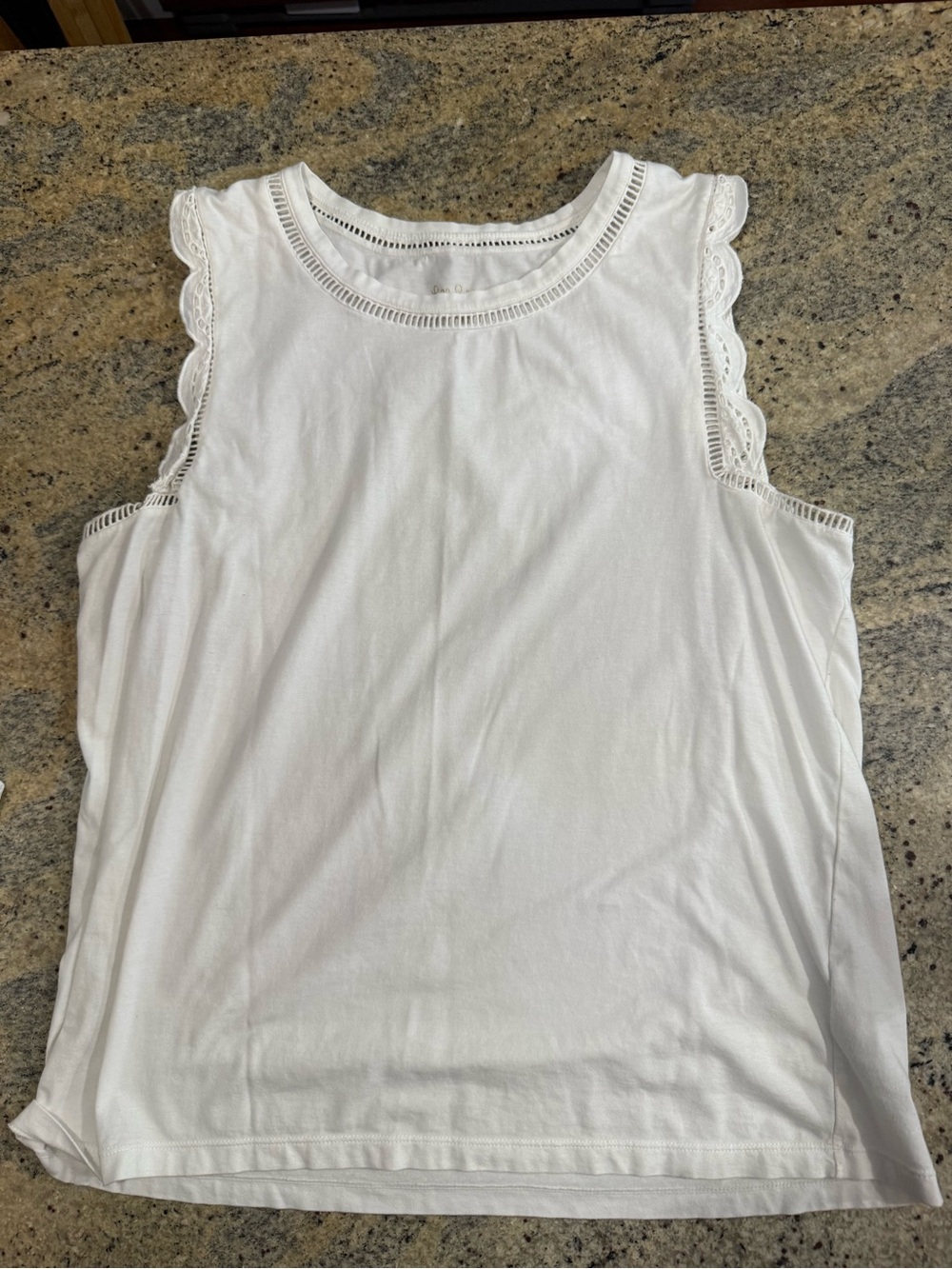 Lilly Pulitzer White Scalloped Lace-Trim Tank